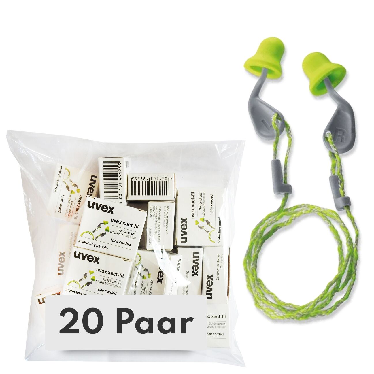 xactfit 20 Ohrstöpsel mit Kordel uvex xact-fit